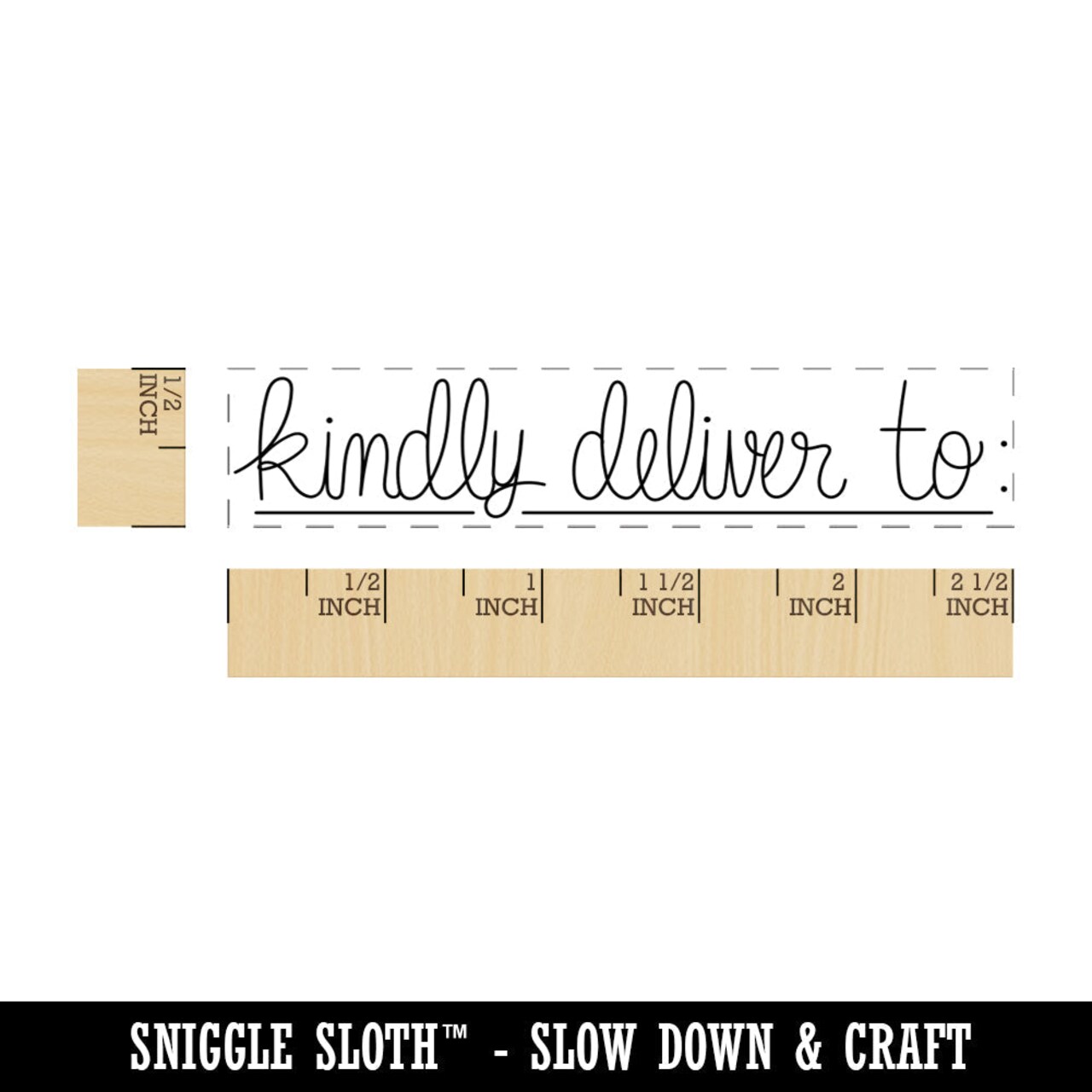 Kindly Deliver to Cursive Rectangle Rubber Stamp for Stamping Crafting